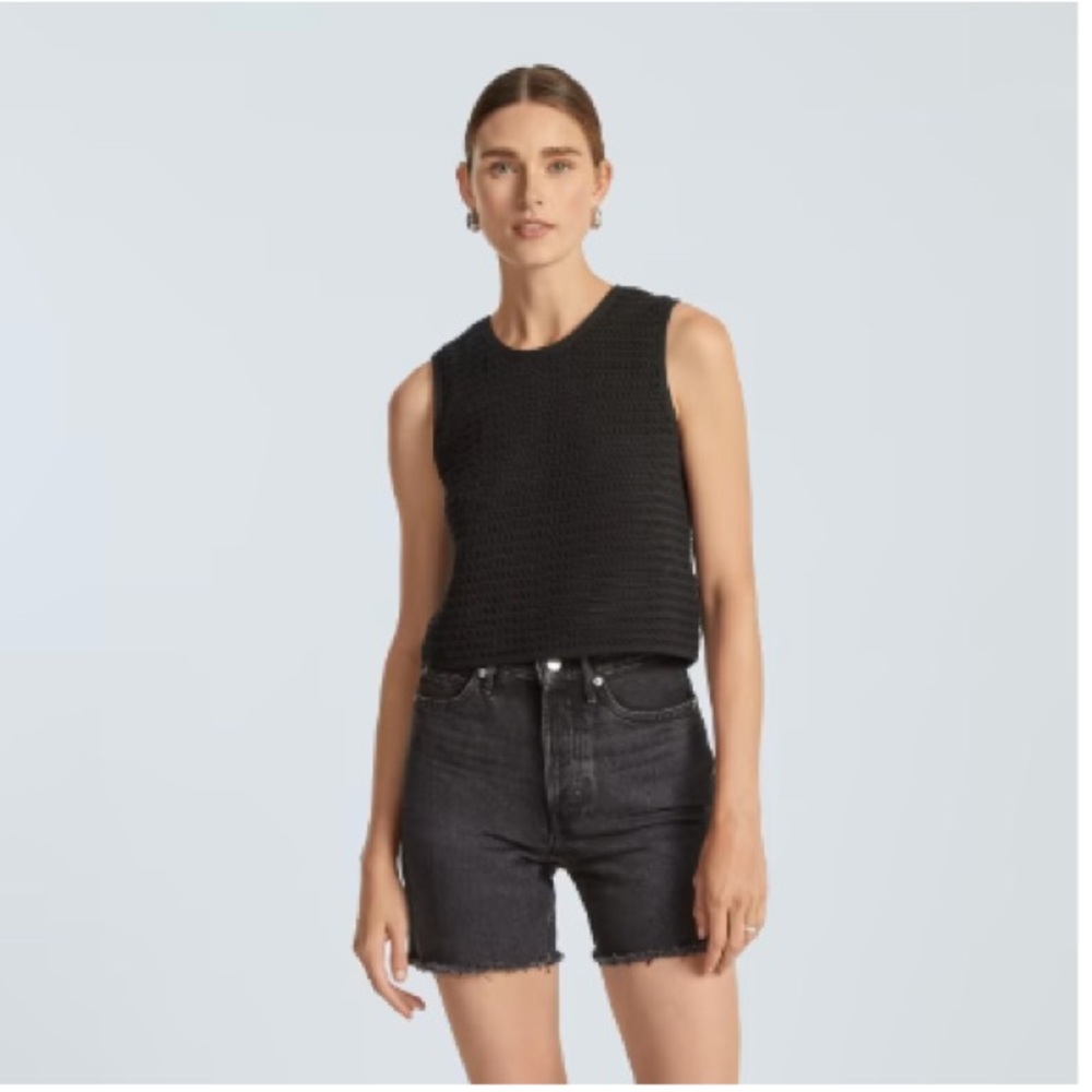Everlane Crochet Knit Cami in Black.